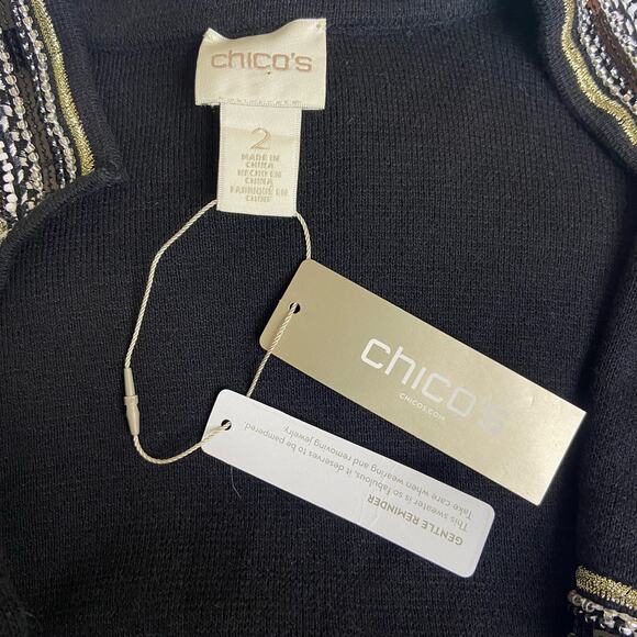 Chico's Embellished Open Cardigan Women's Large Military Career Chic Office NWT - Picture 8 of 12